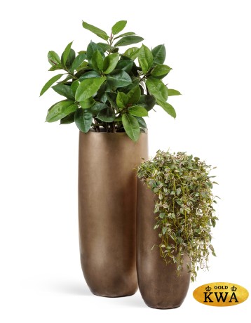 Кашпо TREEZ Effectory Metal Высокий округлый конус Тёмное матовое золото в-72, д-31 см