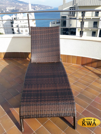 Шезлонг лежак МОНАКО из искусственного ротанга темно-коричневый