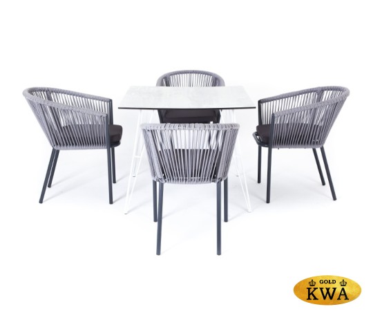 "Бари" обеденная группа на 4 персоны, круглый роуп, цвет светлый