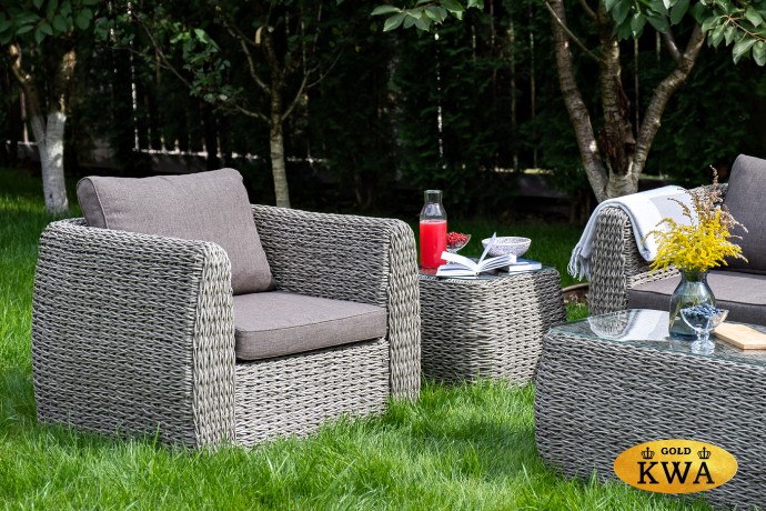 "Кальяри" кресло из искусственного ротанга (гиацинт), цвет серый