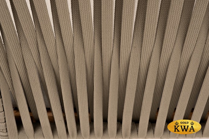 "Мальорка" кресло плетеное из роупа, основание дуб, роуп серо-коричневый 23мм, ткань бежевая 052