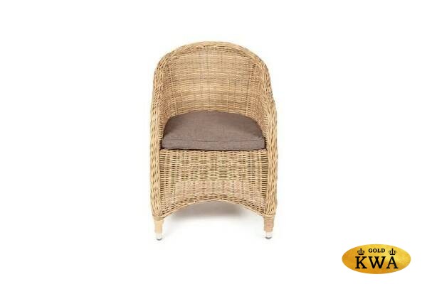 "Равенна" плетеное кресло из искусственного ротанга, цвет соломенный с серой подушкой