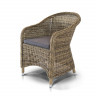 "Равенна" плетеное кресло из искусственного ротанга, цвет соломенный с серой подушкой