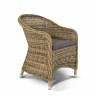 "Равенна" плетеное кресло из искусственного ротанга, цвет соломенный с серой подушкой