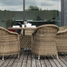 "Равенна" плетеное кресло из искусственного ротанга, цвет соломенный с серой подушкой
