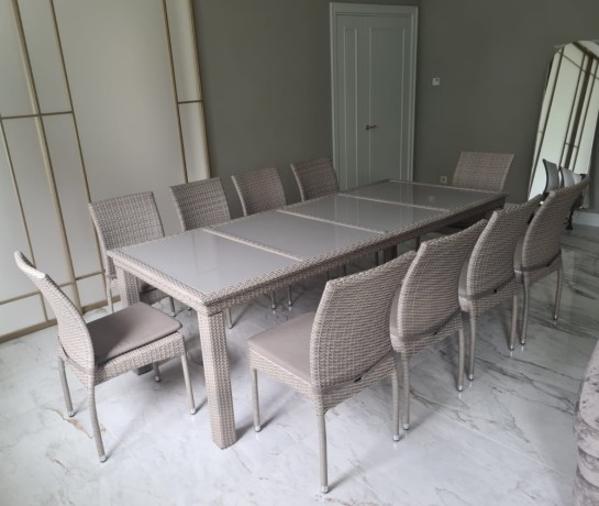 Комплект плетеной мебели T438/Y380C-W85 Latte (10+1) + подушки