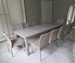 Комплект плетеной мебели T438/Y380C-W85 Latte (10+1) + подушки