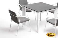 &quot;Венето&quot; обеденная группа на 4 персоны со стульями &quot;Марокко&quot;, каркас белый, роуп серый