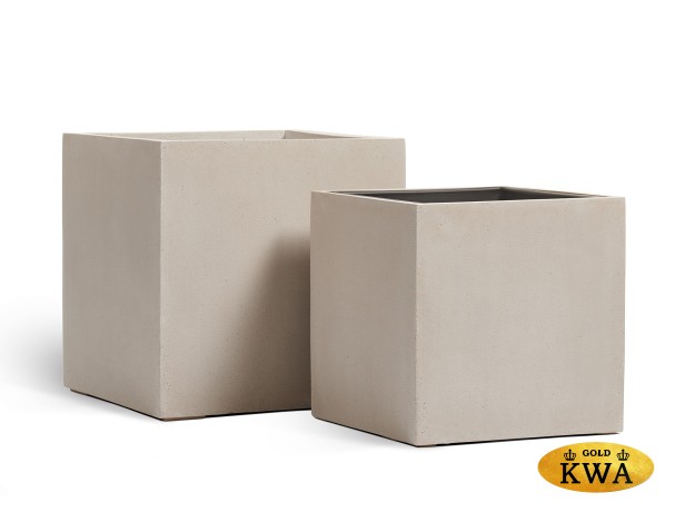 Кашпо TREEZ Effectory Beton Куб Белый песок 50х50х50 см
