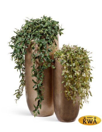 Кашпо TREEZ Effectory Metal Высокий округлый конус Тёмное матовое золото в-95, д-39 см