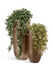 Кашпо TREEZ Effectory Metal Высокий округлый конус Тёмное матовое золото в-95, д-39 см