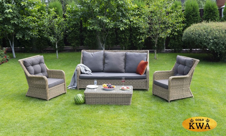 "Гляссе" лаунж-зона из искусственного ротанга, цвет соломенный