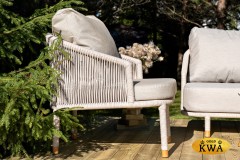 "Верона" лаунж-зона 5-местная плетеная из роупа (веревки), каркас алюминиевый белый, роуп бежевый