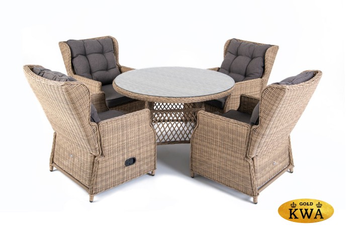 "Лацио" обеденная группа из искусственного ротанга, цвет соломенный