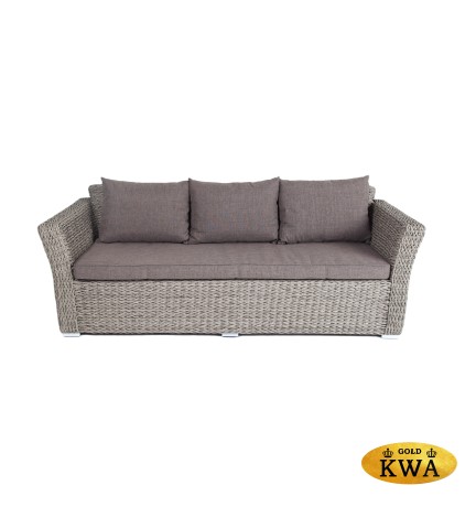 "Капучино" диван из искусственного ротанга (гиацинт) трехместный, цвет серый