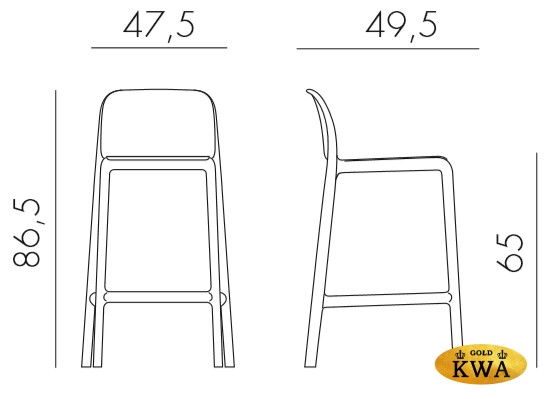 Стул пластиковый полубарный