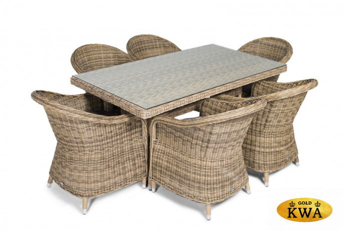 Эспрессо обеденная группа плетеная из искусственного ротанга, цвет соломенный