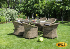 Эспрессо обеденная группа плетеная из искусственного ротанга, цвет соломенный