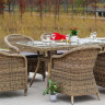 Эспрессо обеденная группа плетеная из искусственного ротанга, цвет соломенный
