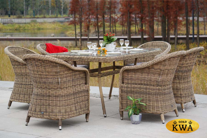 Эспрессо обеденная группа плетеная из искусственного ротанга, цвет соломенный