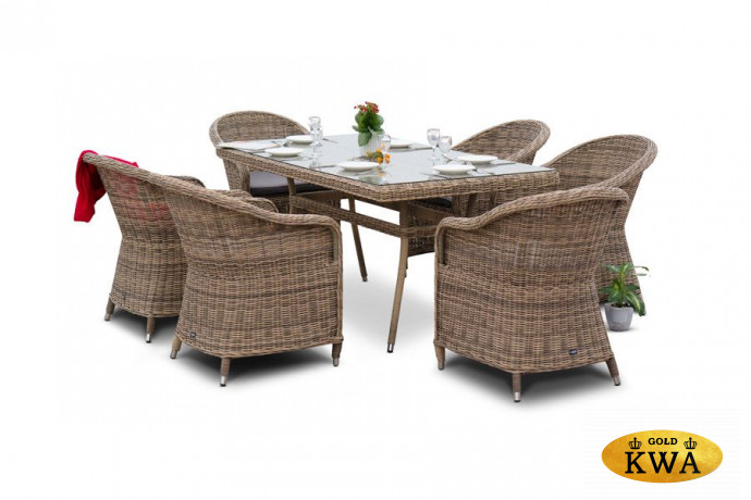 Эспрессо обеденная группа плетеная из искусственного ротанга, цвет соломенный