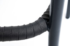 "Бордо" стул барный плетеный из роупа, каркас из стали темно-серый (RAL7024) муар, роуп серый 15мм, ткань темно-серая 027