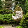 "Венеция" подвесное кресло-кокон из искусственного ротанга, цвет соломенный с бежевой подушкой