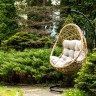 "Венеция" подвесное кресло-кокон из искусственного ротанга, цвет соломенный с бежевой подушкой