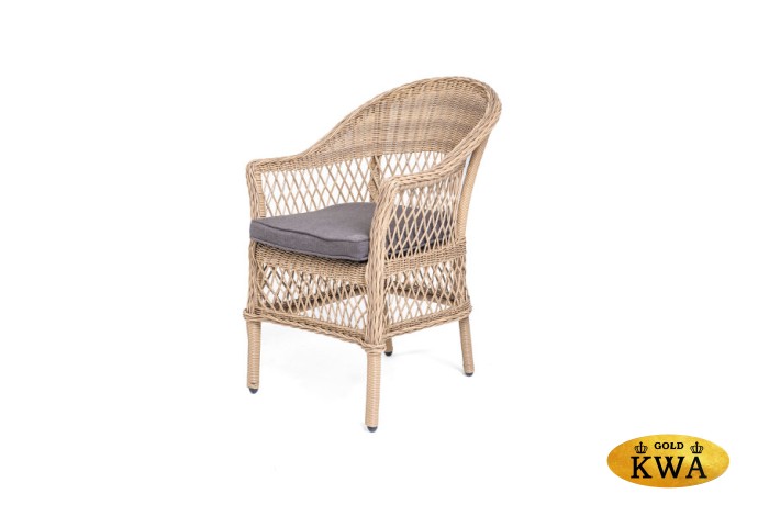 "Амароне" обеденная группа из искусственного ротанга на 4 персоны, цвет соломенный