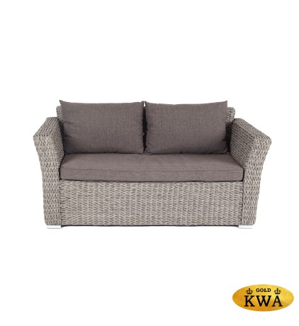 "Капучино" диван из искусственного ротанга (гиацинт) двухместный, цвет серый