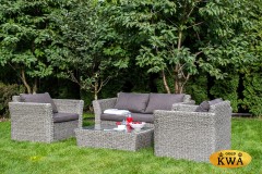 "Капучино" диван из искусственного ротанга (гиацинт) двухместный, цвет серый