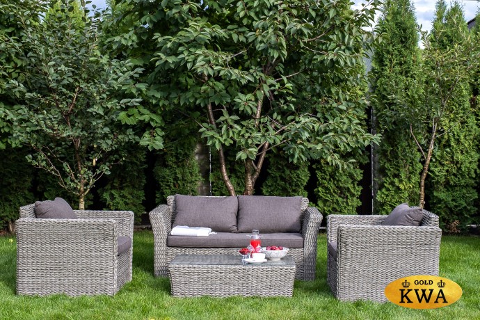 "Капучино" диван из искусственного ротанга (гиацинт) двухместный, цвет серый