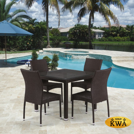 Комплект плетеной мебели T257A/YC380A-W53 Brown (4+1) + подушки на стульях