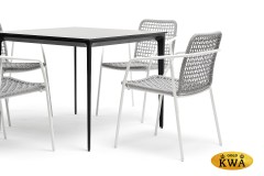 &quot;Малага&quot; обеденная группа на 4 персоны со стульями &quot;Тунис&quot;, каркас белый, роуп светло-серый