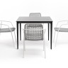 "Малага" обеденная группа на 4 персоны со стульями "Тунис", каркас белый, роуп светло-серый