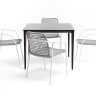 "Малага" обеденная группа на 4 персоны со стульями "Тунис", каркас белый, роуп светло-серый