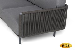 &quot;Джелло&quot; диван 3-местный плетеный из роупа, каркас алюминий темно-серый (RAL7024) муар, роуп темно-серый круглый, ткань темно-серая 027