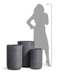 Кашпо TREEZ ERGO TreeLine Высокий цилиндр Дымчато-серый бетон в-63, д-44 см