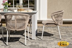 "Венето" обеденная группа на 6 персон со стульями "Милан", каркас белый, роуп бежевый