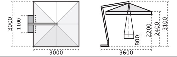 Зонт профессиональный 3х3 м