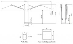 Зонт профессиональный двухкупольный 7.5х3 м