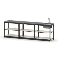 Уличная кухня Lounge C-110S, 2.7 м, дуб сонома/черный мрамор