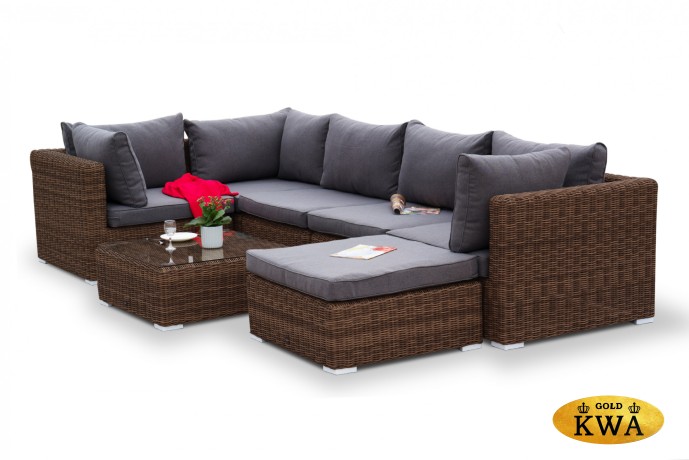 "Лунго" трансформирующаяся лаунж-зона из искусственного ротанга, цвет коричневый