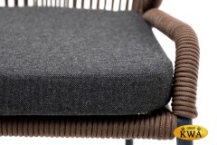 &quot;Милан&quot; стул плетеный из роупа, каркас алюминий серый (RAL7022), роуп коричневый круглый, ткань темно-серая