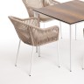 "Малага" обеденная группа на 4 персоны со стульями "Лион", каркас белый, роуп бежевый