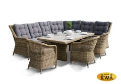 "Бергамо" обеденная группа угловая из искусственного ротанга, цвет соломенный