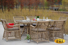 Латте обеденная группа плетеная, цвет соломенный