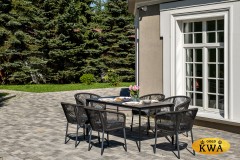 &quot;Малага&quot; обеденная группа на 6 персон со стульями &quot;Марсель&quot;, каркас темно-серый, роуп темно-серый