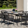 "Малага" обеденная группа на 6 персон со стульями "Марсель", каркас темно-серый, роуп темно-серый