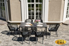 &quot;Малага&quot; обеденная группа на 6 персон со стульями &quot;Марсель&quot;, каркас темно-серый, роуп темно-серый